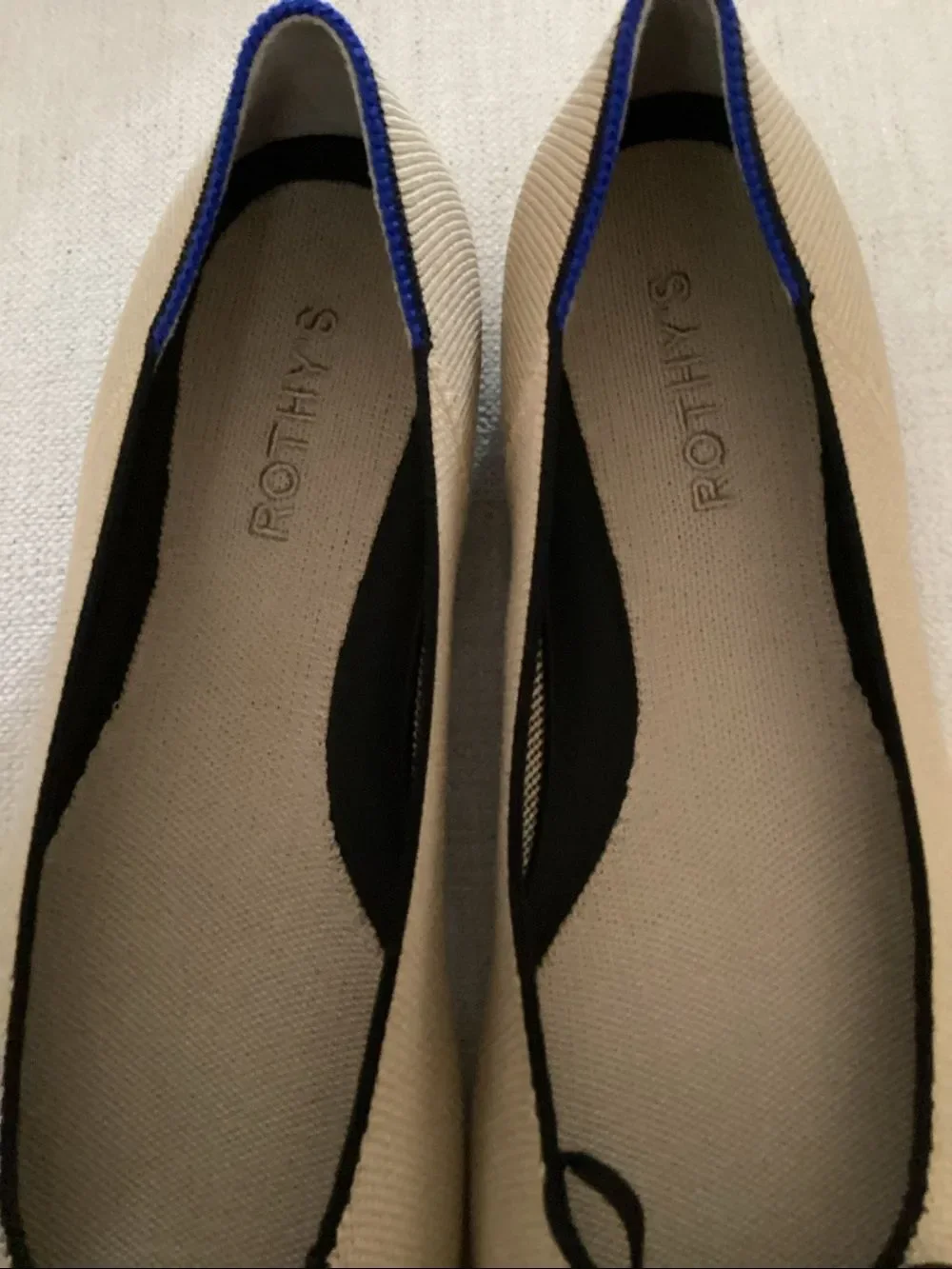 Rothy's Ballet Flats In Beige & Black, Size 10.5, NWOT display pair